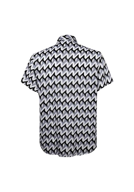 Camicia maniche corte in modal stampa optical EMPORIO ARMANI | Camicie | 3K1CB9 1NYMZF607